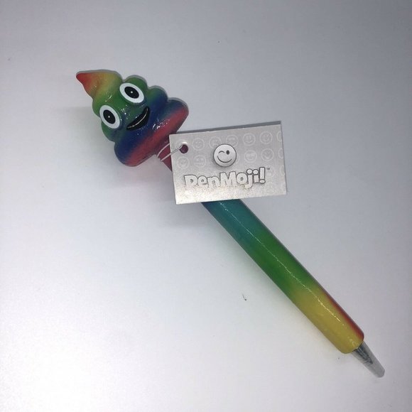 2 PenMoji Brown and Rainbow Poop Emoji Smiling - Picture 5 of 6